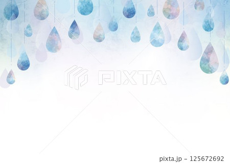 雨のフレームイラスト、梅雨の水彩背景 125672692