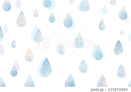 雨のフレームイラスト、梅雨の水彩背景 125672693