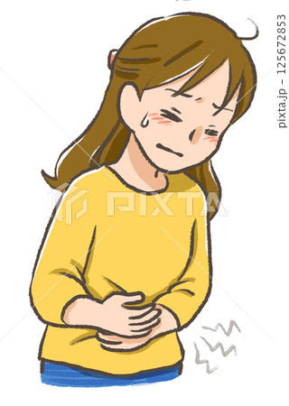 生理前後の悩み 手描きイラスト 生理痛 腹痛 生理前後の悩み 手描きイラスト 生理痛 腹痛 125672853