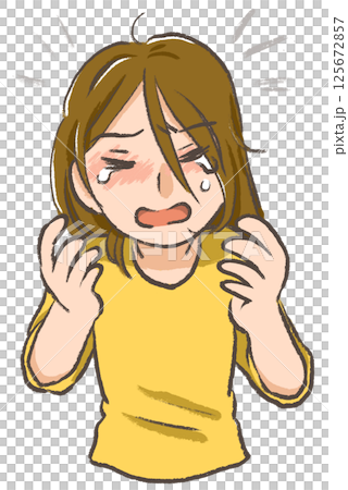 月經前後的煩惱 手繪插畫 情緒不穩定 125672857