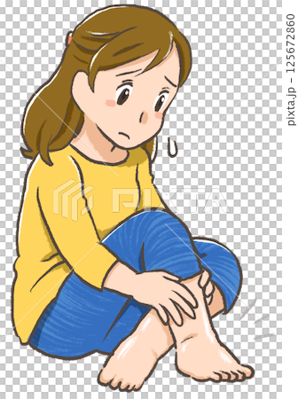 Troubles before and after menstruation: Hand-drawn illustrations: Swelling 125672860