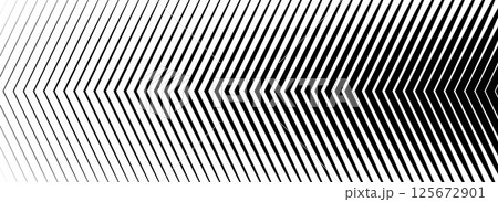 Black linear arrow background. Repeated triangle gradation pattern. Vector fading striped halftone gradient texture. Thin to thick speed line concept backdrop for poster, print, cover, banner Black linear arrow background. Repeated triangle gradation pattern. Vector fading striped halftone gradient texture. Thin to thick speed line concept backdrop for poster, print, cover, banner 125672901