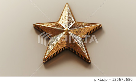 光沢のある金と銀の質感が美しい立体的な星型オブジェ 125673680