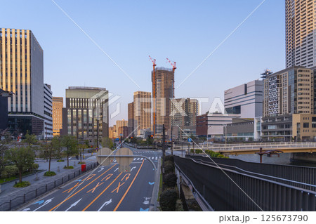 朝焼けに染まる中之島のビル群(田蓑橋付近) 朝焼けに染まる中之島のビル群(田蓑橋付近) 125673790