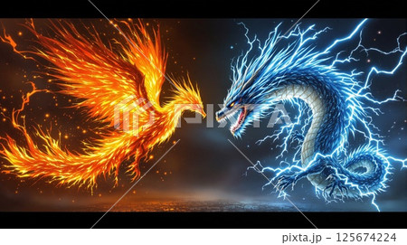 フェニックスVSドラゴンのイラスト素材 [125674224] - PIXTA