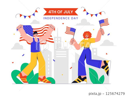 4th of July Happy Independence Day USA Vector Illustration featuring the American Flag and Balloons for National Holiday Celebration Background 125674279