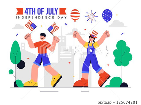 4th of July Happy Independence Day USA Vector Illustration featuring the American Flag and Balloons for National Holiday Celebration Background 4th of July Happy Independence Day USA Vector Illustration featuring the American Flag and Balloons for National Holiday Celebration Background 125674281