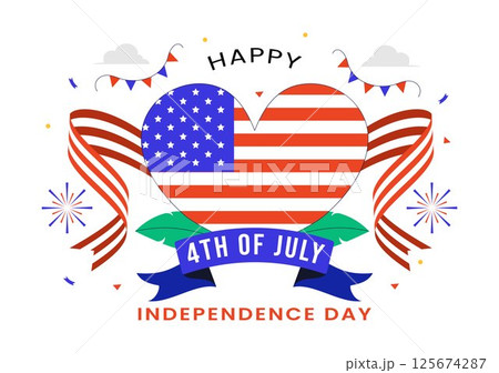 4th of July Happy Independence Day USA Vector Illustration featuring the American Flag and Balloons for National Holiday Celebration Background 4th of July Happy Independence Day USA Vector Illustration featuring the American Flag and Balloons for National Holiday Celebration Background 125674287
