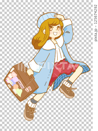 Long-haired girl going out Long-haired girl going out 125674292