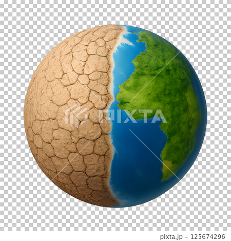 具有毀滅性和綠色倒置切口背景的 3D 地球 125674296