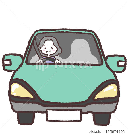 運転するシニア女性イラスト 125674493