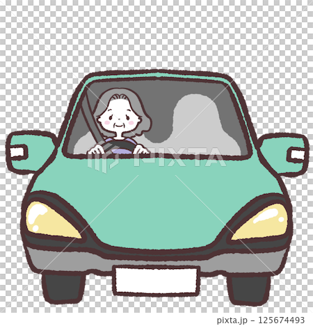 運転するシニア女性イラスト 125674493