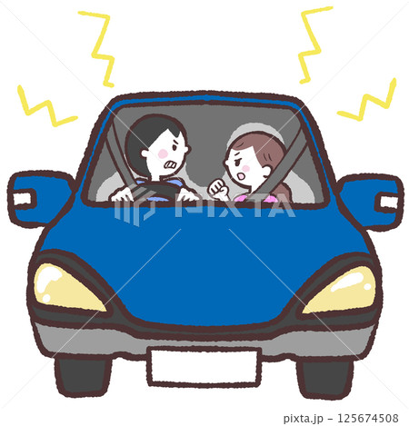 車内で喧嘩する男女のイラスト 車内で喧嘩する男女のイラスト 125674508