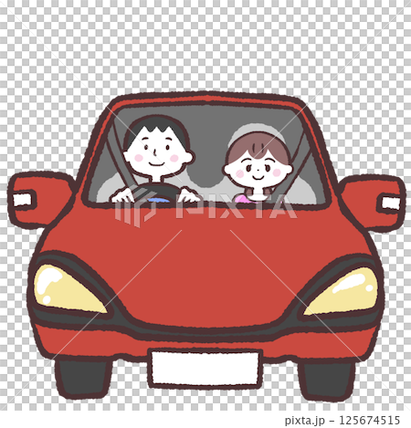 Illustration of a man and woman driving 125674515