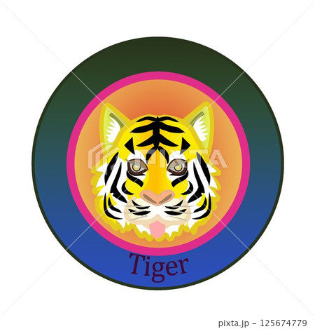 トラの顔のエンブレムイラスト 125674779