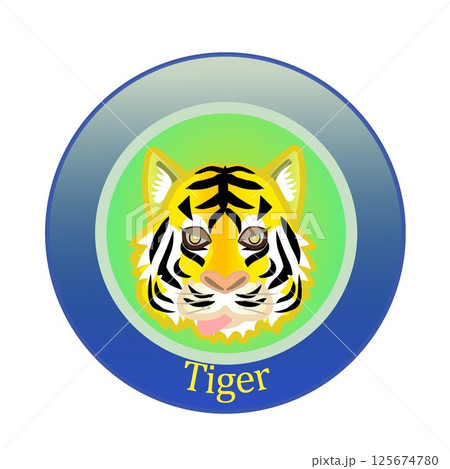 トラの顔のエンブレムイラスト トラの顔のエンブレムイラスト 125674780