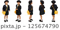 全身で背景白の幼稚園制服姿の女の子 125674790