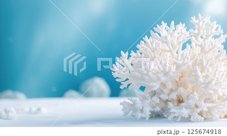 Pristine white coral amidst oceanic backdrop in serene underwater environment, AI Generative 125674918