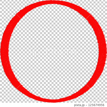 手繪簡約紅色圓框 125674956