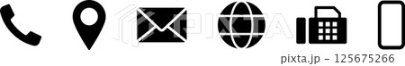 名刺・ビジネスカード用アイコン・マークセット白黒 名刺・ビジネスカード用アイコン・マークセット白黒 125675266