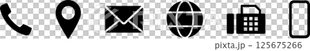 名刺・ビジネスカード用アイコン・マークセット白黒 名刺・ビジネスカード用アイコン・マークセット白黒 125675266