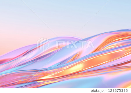 Abstract colorful liquid waves with glossy texture and pastel hues under soft light, AI Generative 125675356