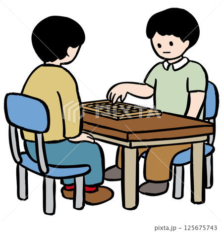 将棋の対局中・対局後の様子のベクターイラスト 125675743