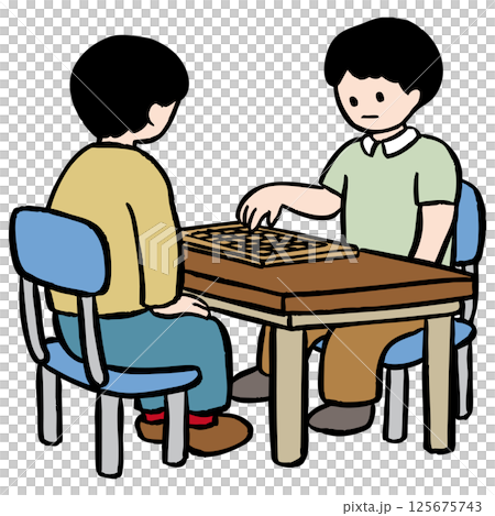 將棋比賽期間和比賽後的向量插圖 125675743