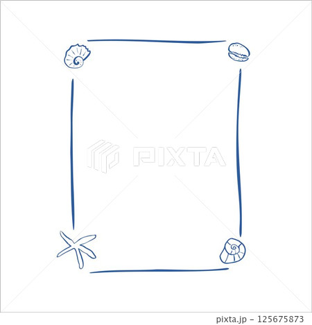 Rectangle sea frame with cute hand drawn marine doodles and underwater creatures on light blue background Rectangle sea frame with cute hand drawn marine doodles and underwater creatures on light blue background 125675873