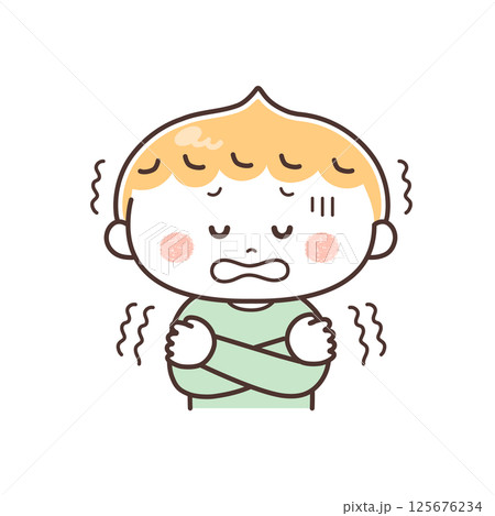 震える男の子のイラスト 震える男の子のイラスト 125676234