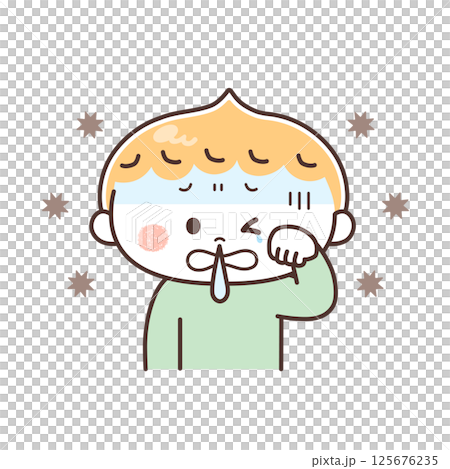 患有花粉症的男孩的插圖 患有花粉症的男孩的插圖 125676235