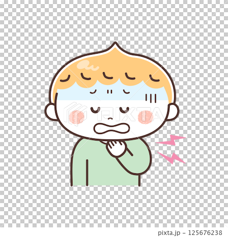喉嚨痛的男孩的插圖 125676238