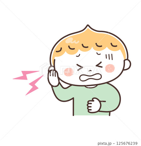 耳が痛い男の子のイラスト 125676239