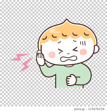 耳が痛い男の子のイラスト 125676239