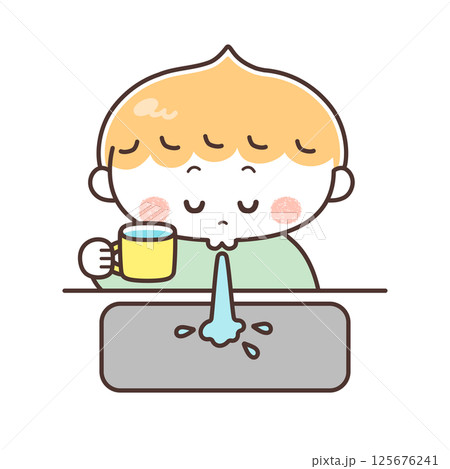 ぺっと水を出す男の子のイラスト ぺっと水を出す男の子のイラスト 125676241