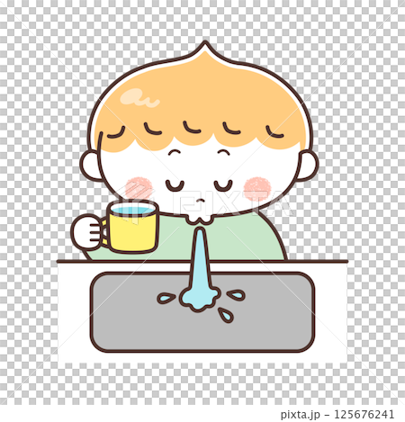 ぺっと水を出す男の子のイラスト ぺっと水を出す男の子のイラスト 125676241