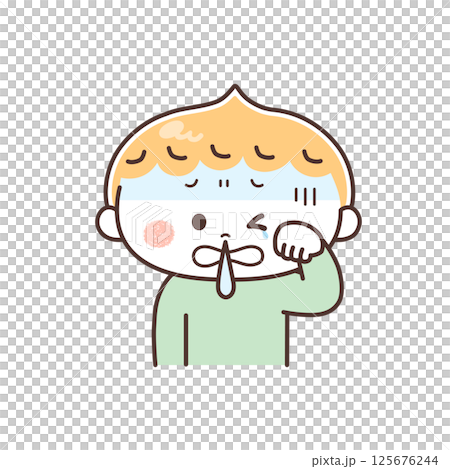 生病的男孩的插圖 生病的男孩的插圖 125676244