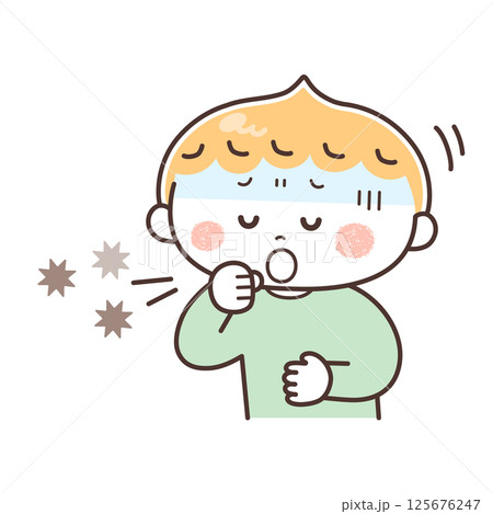 咳き込む男の子のイラスト 咳き込む男の子のイラスト 125676247