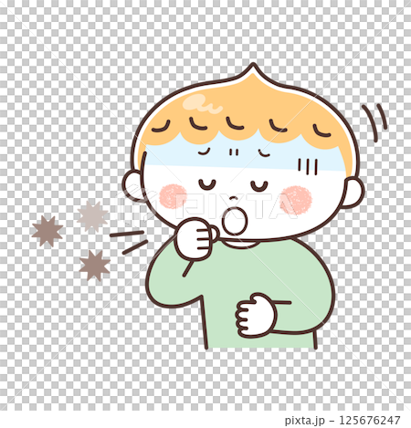 男孩咳嗽的插圖 男孩咳嗽的插圖 125676247