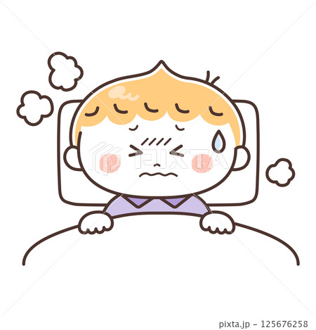 具合の悪い男の子のイラスト 具合の悪い男の子のイラスト 125676258