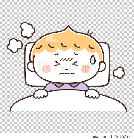 Illustration of a sick boy Illustration of a sick boy 125676258