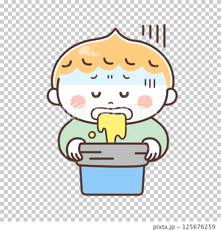 一個男孩嘔吐的插圖 125676259