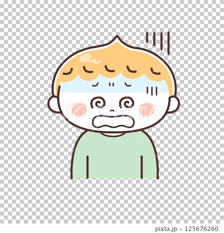 生病的男孩的插圖 生病的男孩的插圖 125676260