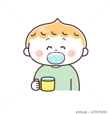 うがいをする男の子のイラスト 125676263