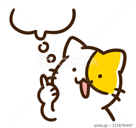 何かを思い描くねこのキャラクターの上半身イラスト 何かを思い描くねこのキャラクターの上半身イラスト 125676497