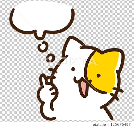 何かを思い描くねこのキャラクターの上半身イラスト 何かを思い描くねこのキャラクターの上半身イラスト 125676497