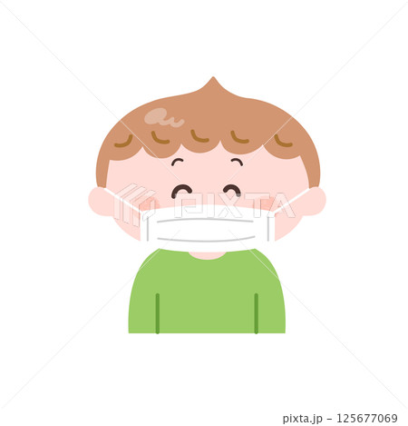 マスクを付けた男の子のイラスト 125677069