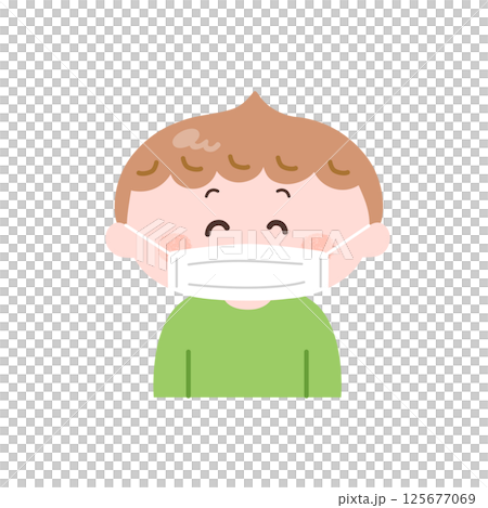 マスクを付けた男の子のイラスト 125677069