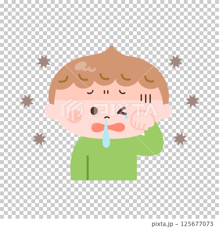 患有花粉症的男孩的插圖 125677073