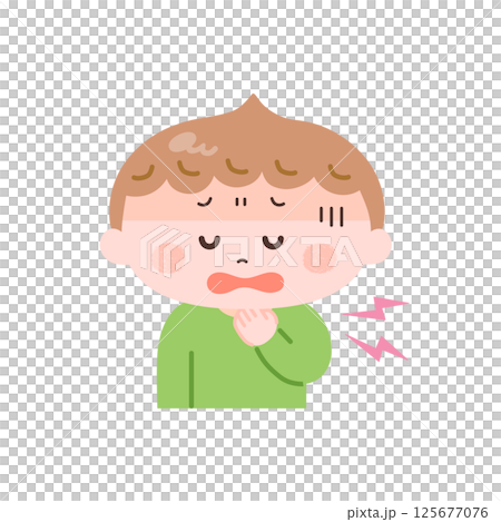 喉が痛い男の子のイラスト 125677076